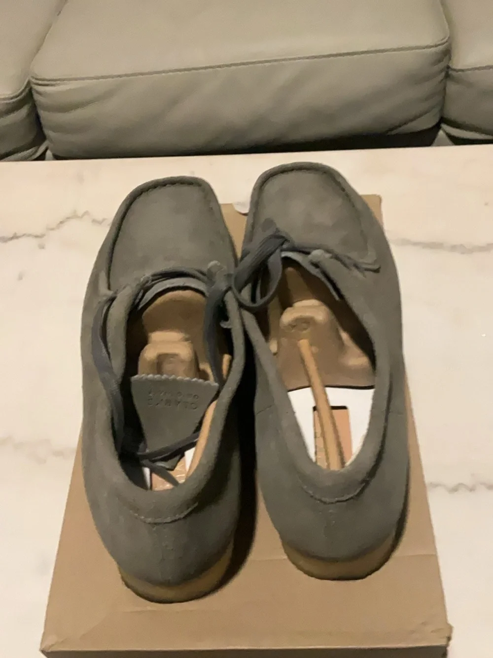 Men’s Grey Suede Wallabee Clark Lace-Up Shoes